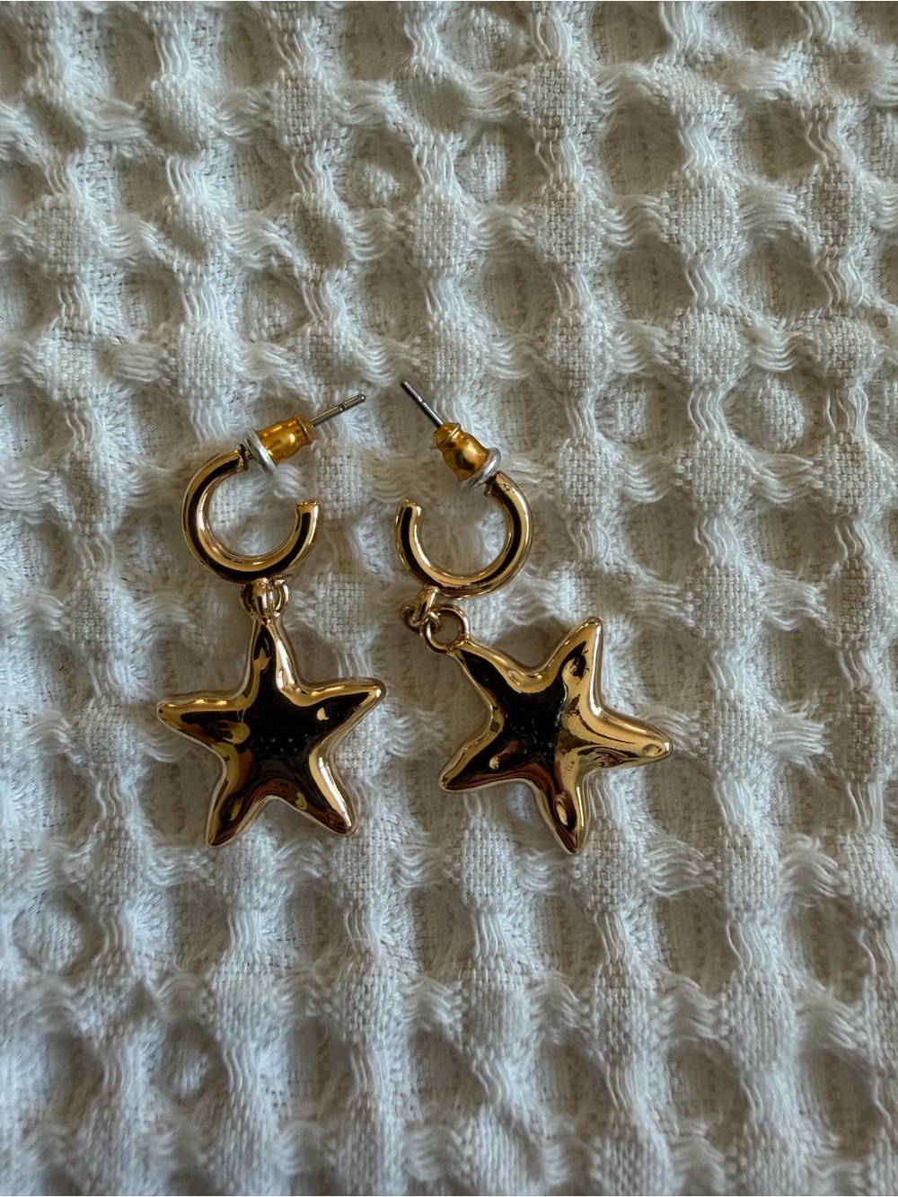 Princess Polly Gold Star Hoop Drop Earrings